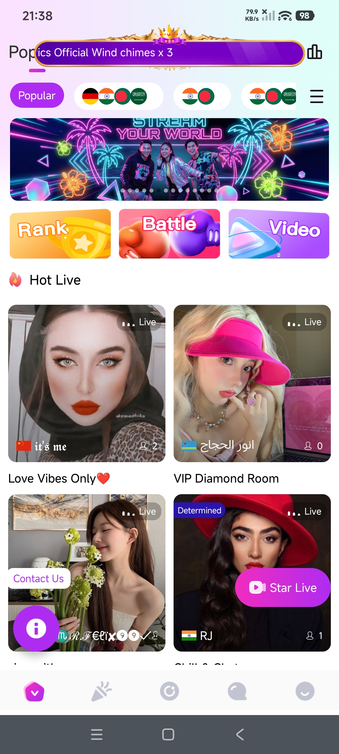 Live home screen
